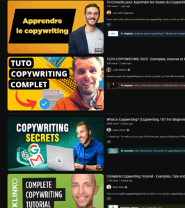 exemple de thumbnails youtube pour copywriter